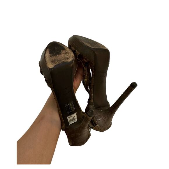 Burberry‎ plisse lea sandal heel python brown size 38.5 - Picture 9 of 9